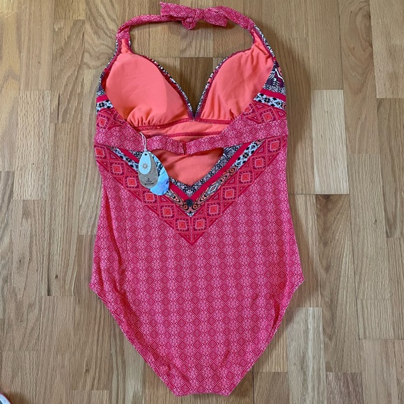 NWT Prana | Lahari Carmine Pink Marrakesh Print Halter One Piece Swimsuit Large - Picture 16 of 16